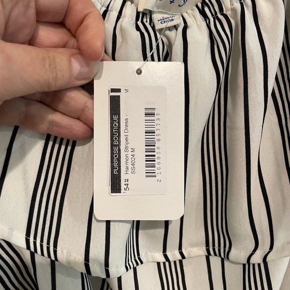 NWT Summer White and Navy Stripe Mini dress by She & Sky. Size M - Picture 4 of 7